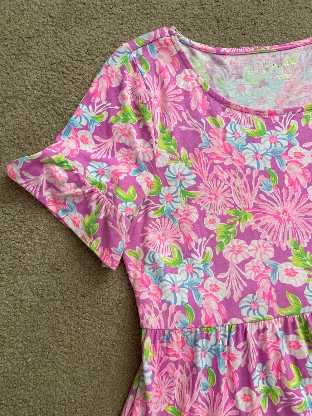 Lilly Pulitzer Bubblegum Pink Floral Tiered Mini Dress - Picture 3 of 4